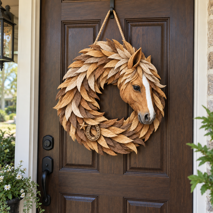Rustic Horse Head Wreath – Western Farmhouse Wall & Door Decor