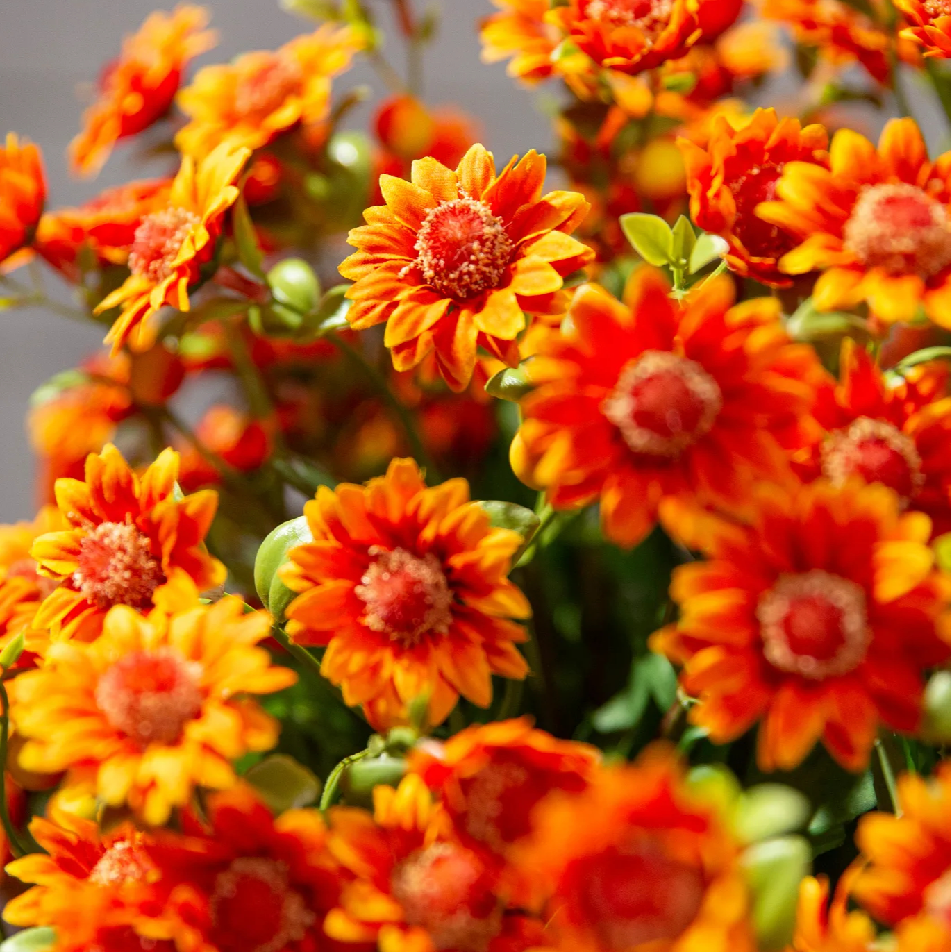 🌼Artificial Outdoor Sunset Mums Flowers - UV resistant, Waterproof, Windproof