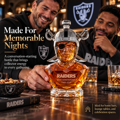 Raiders 65th Anniversary Collector Whiskey Bottle