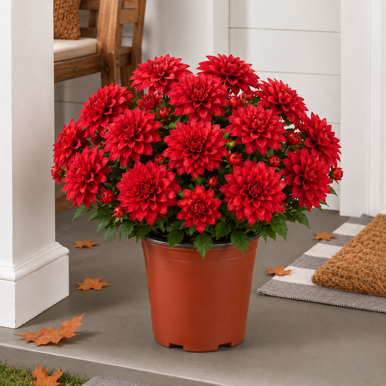 🍂❤️Vibrant Faux Dahlia Pot Filler