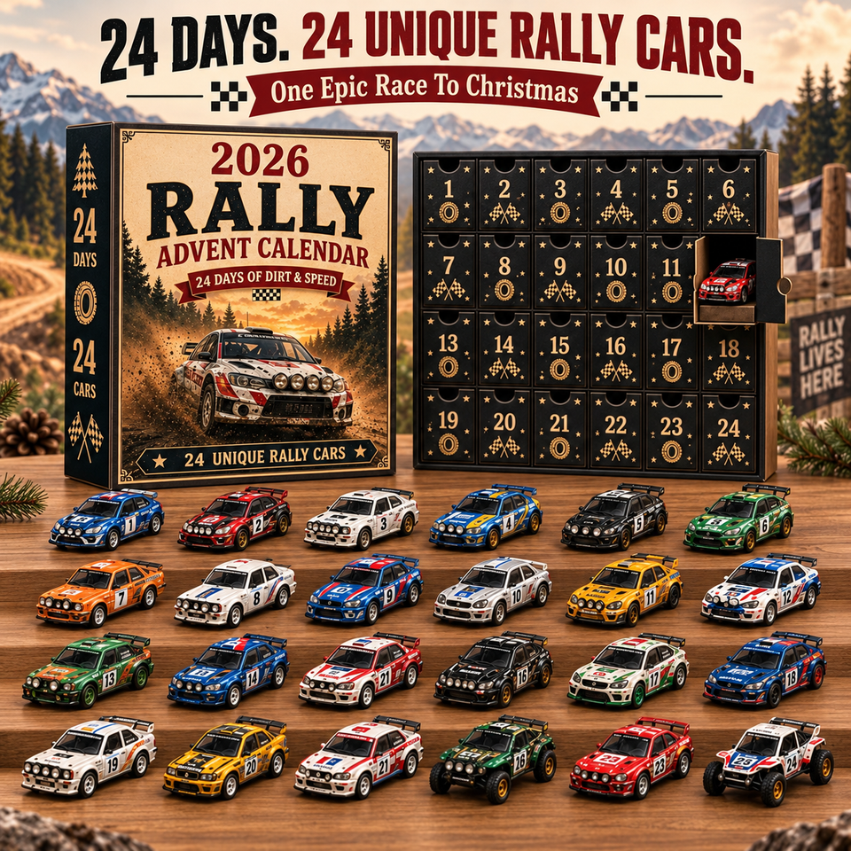 Rally Advent Calendar with 24 miniature rally cars