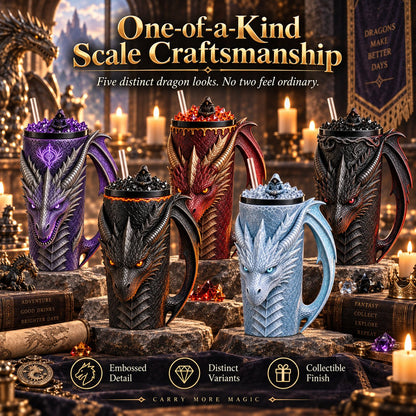 🐉 Unleash the Mythic Flame:Dragon‑Scale Insulated Tumbler | Fantasy Collectible Drink Cup For Hot & Cold Drinks