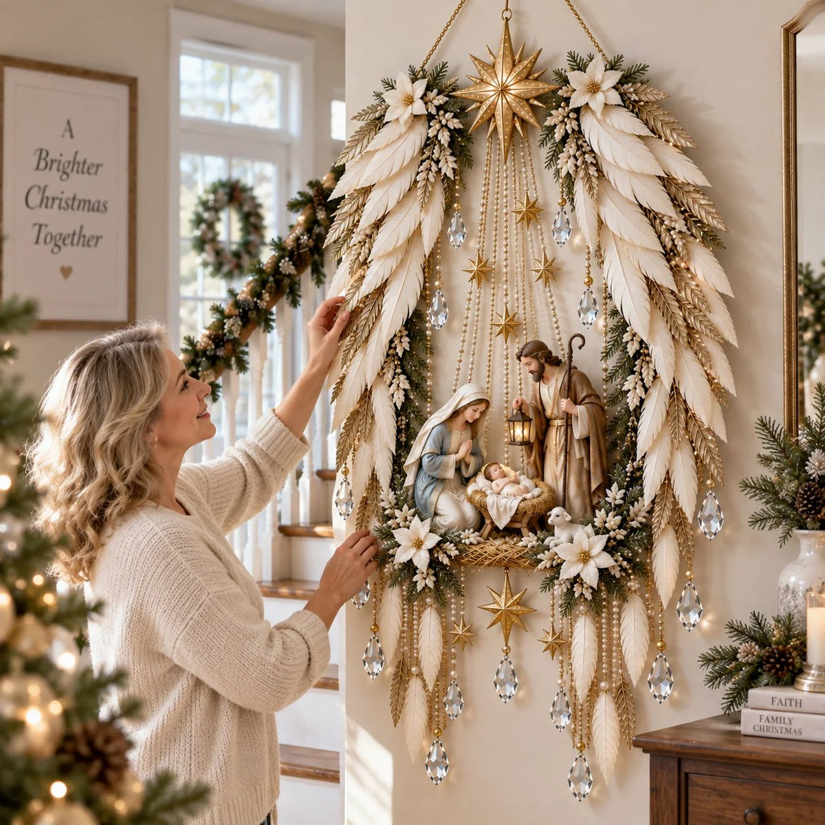 ✨👼 Heavenly Angel Wings Nativity Light✨ – Lighted Christmas Wall Decor  ✈️