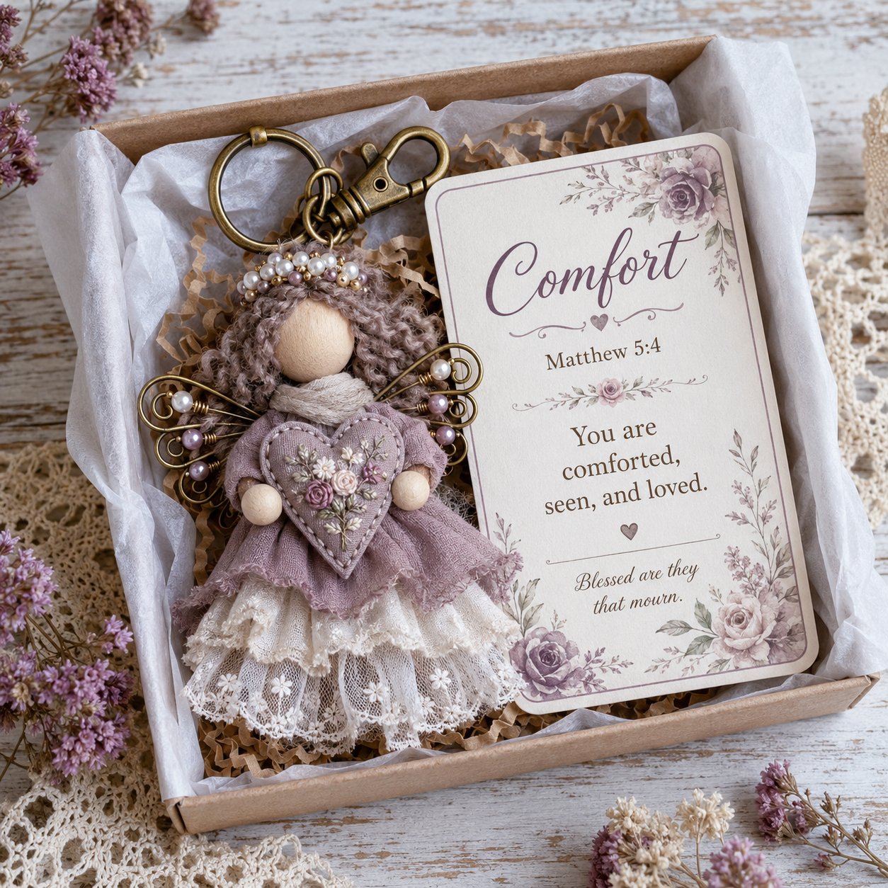 🪽 Faith Angel Keychain Gift Set - A Little Angel of Faith, Comfort & Love💛