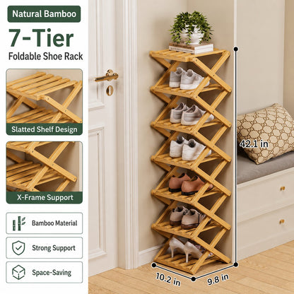 🔥Buy 2 Get 20% OFF🔥Foldable Bamboo Accordion Shoe Rack