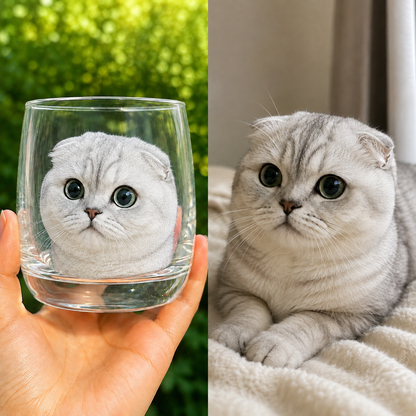 Real Pet-Inspired Cat Portrait Glass – 6 Adorable Lifelike Kitty Designs
