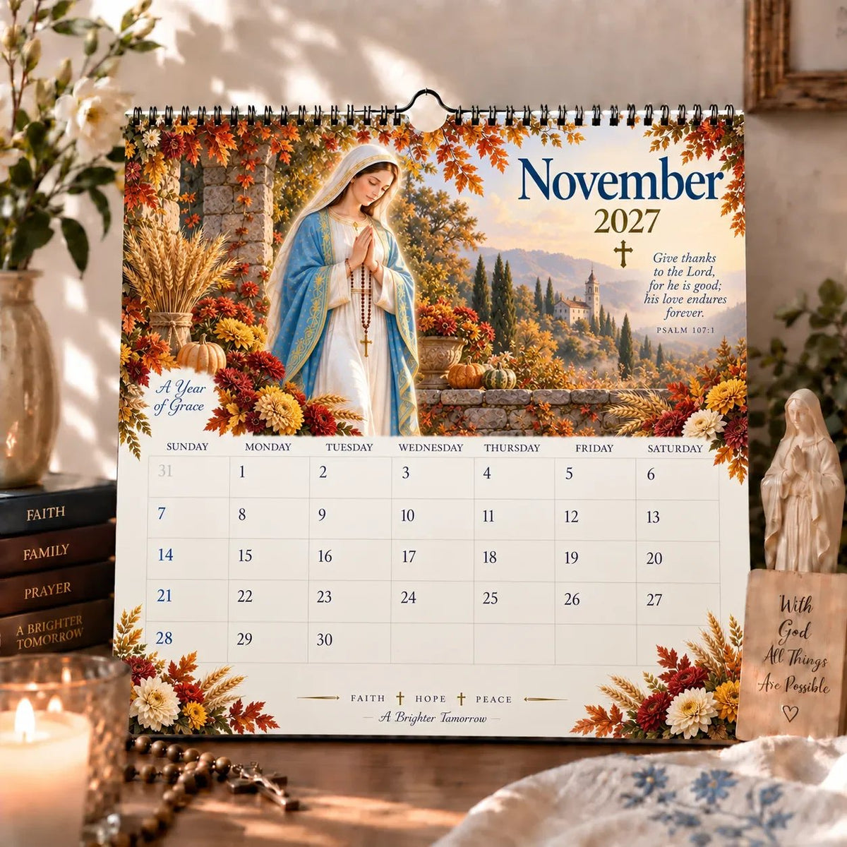 2027 Blessed Mother Wall Calendar – A Year of Grace, Hope & Prayer | Virgin Mary Christian Faith Calendar