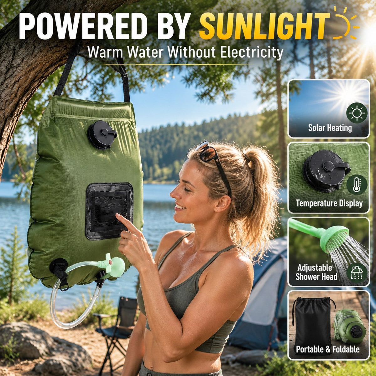⭐☀️ Portable Solar Camping Shower Bag