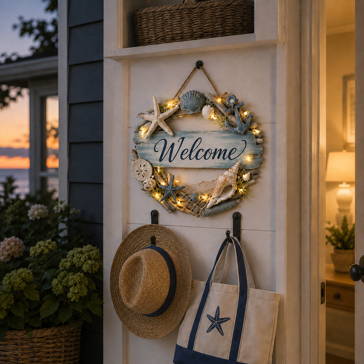 Lighted Coastal Welcome Sign