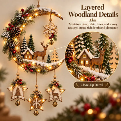 Lighted Rustic Christmas Crescent Moon Wall Decor