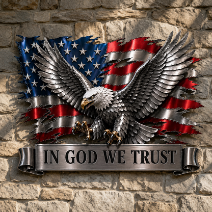 🦅🇺🇸 Faith & Freedom Eagle Flag Wall Art – Patriotic American Home Accent