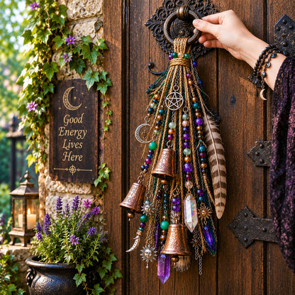 🔮Witchy Door Charm | Bells, Crystals & Celestial Hanging Decor