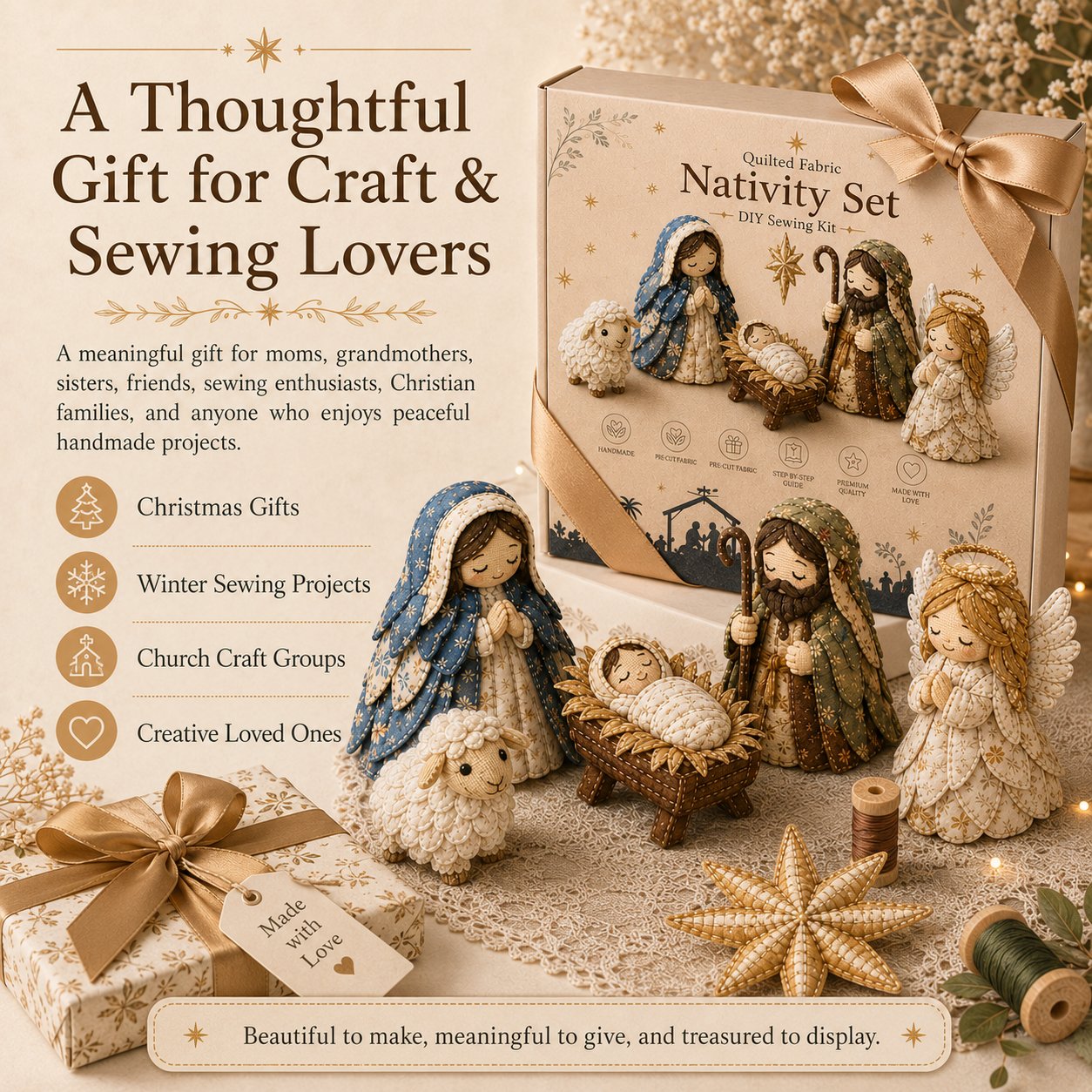 DIY Patchwork Nativity Scene Sewing Kit (Beginner-Friendly)