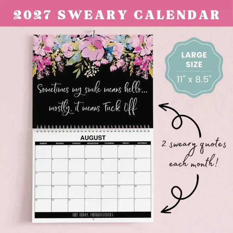 🌸😂 2027 Zero-F*cks Floral Wall Calendar – 12 Months of Sarcasm, Chaos & Pretty Flowers