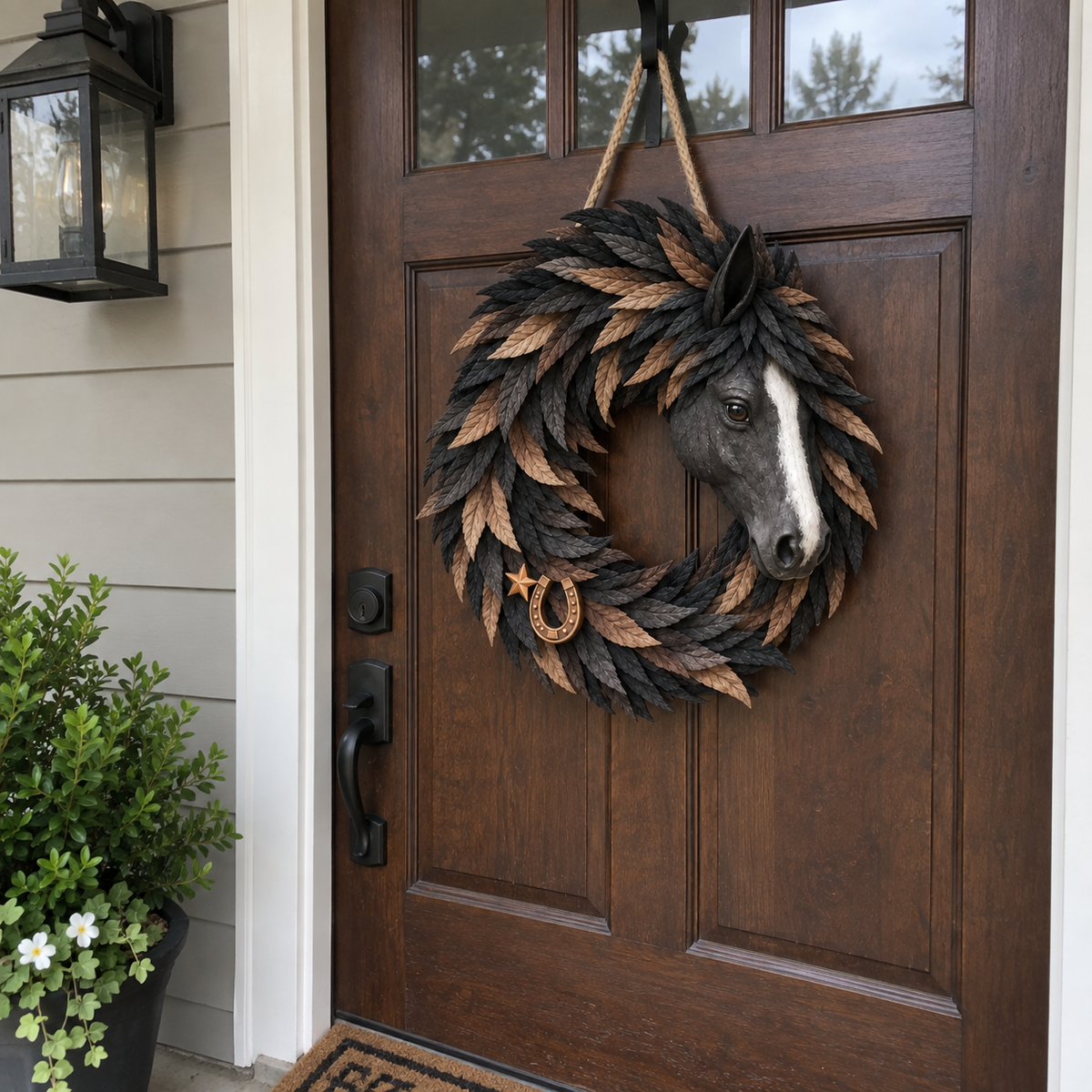 Rustic Horse Head Wreath – Western Farmhouse Wall & Door Decor