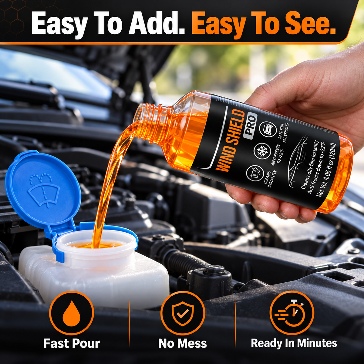 Adding windshield care formula