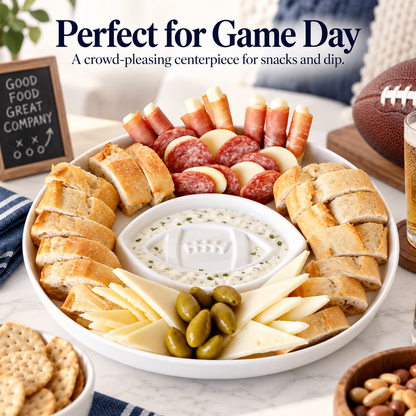 Game Day Football Serving Tray – Porcelain Snack & Dip Platter