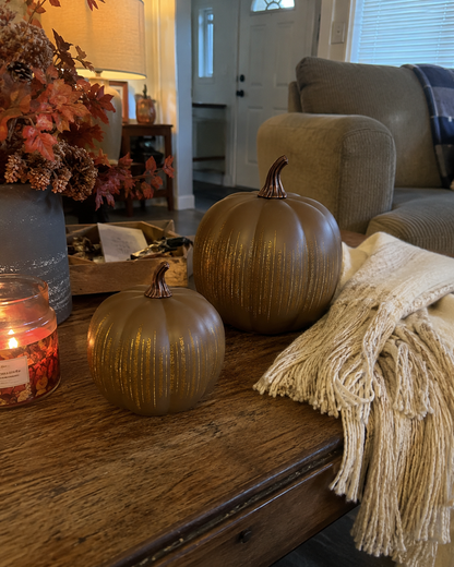 Lighted Starry Night Glass Pumpkin Set