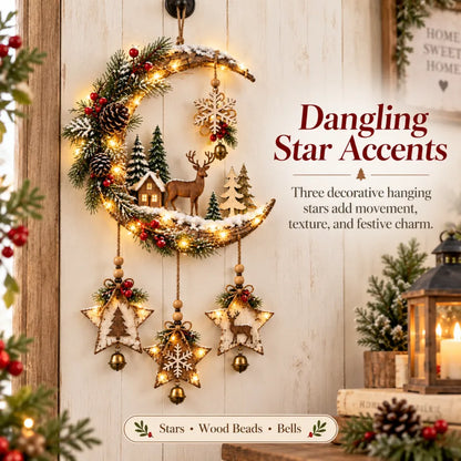 Lighted Rustic Christmas Crescent Moon Wall Decor
