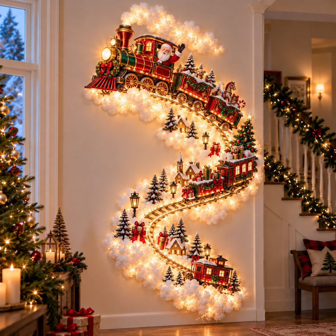 Golden star Christmas wall display