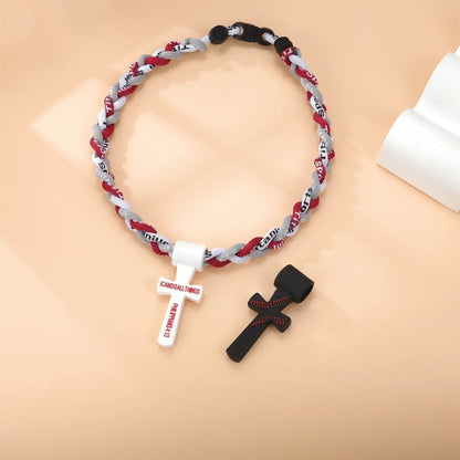 ⚾ Baseball Cross Necklace for Boys – Phil 4:13 "I Can Do All Things" Braided Tornado Rope