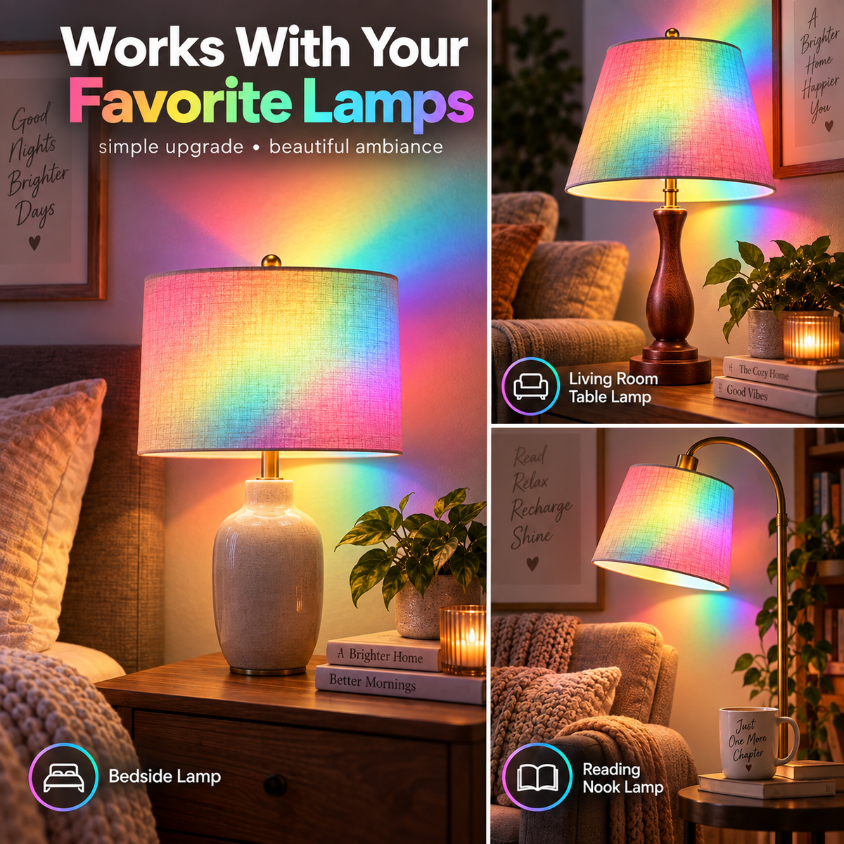 Rainbow bulb used in different table lamps