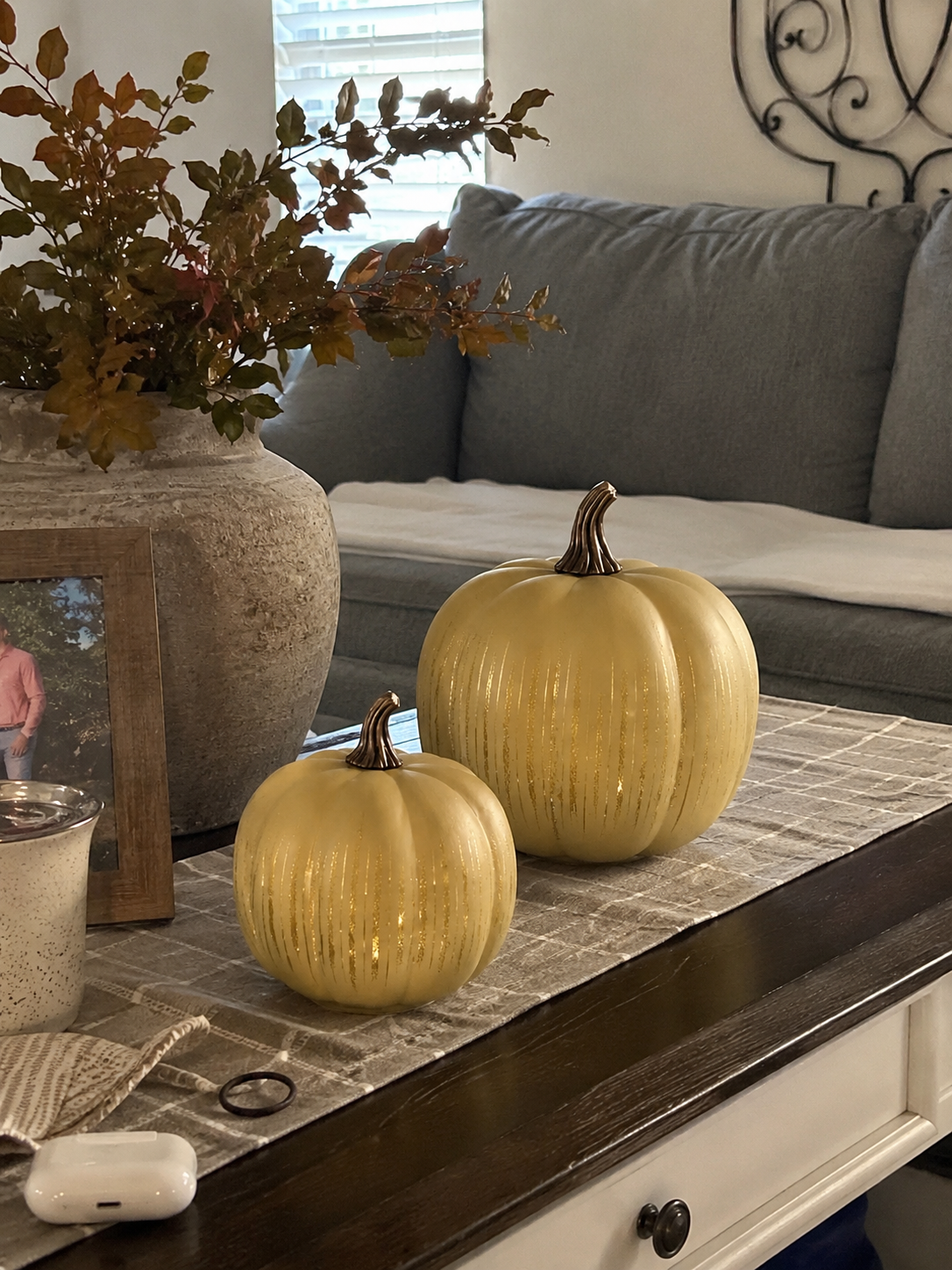 Lighted Starry Night Glass Pumpkin Set