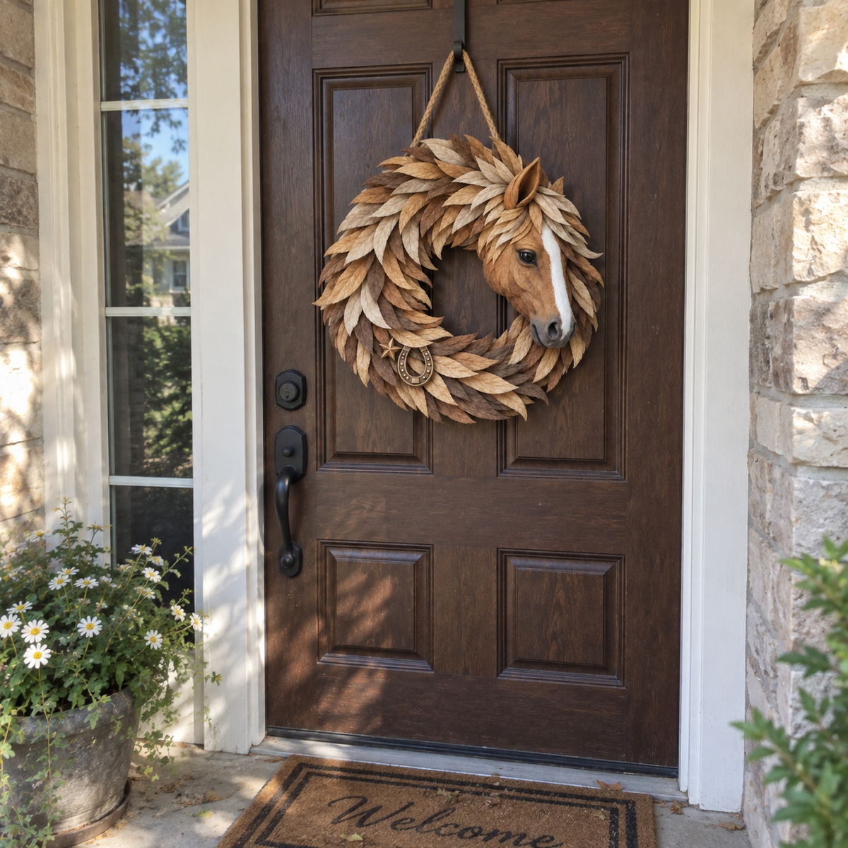 Rustic Horse Head Wreath – Western Farmhouse Wall & Door Decor
