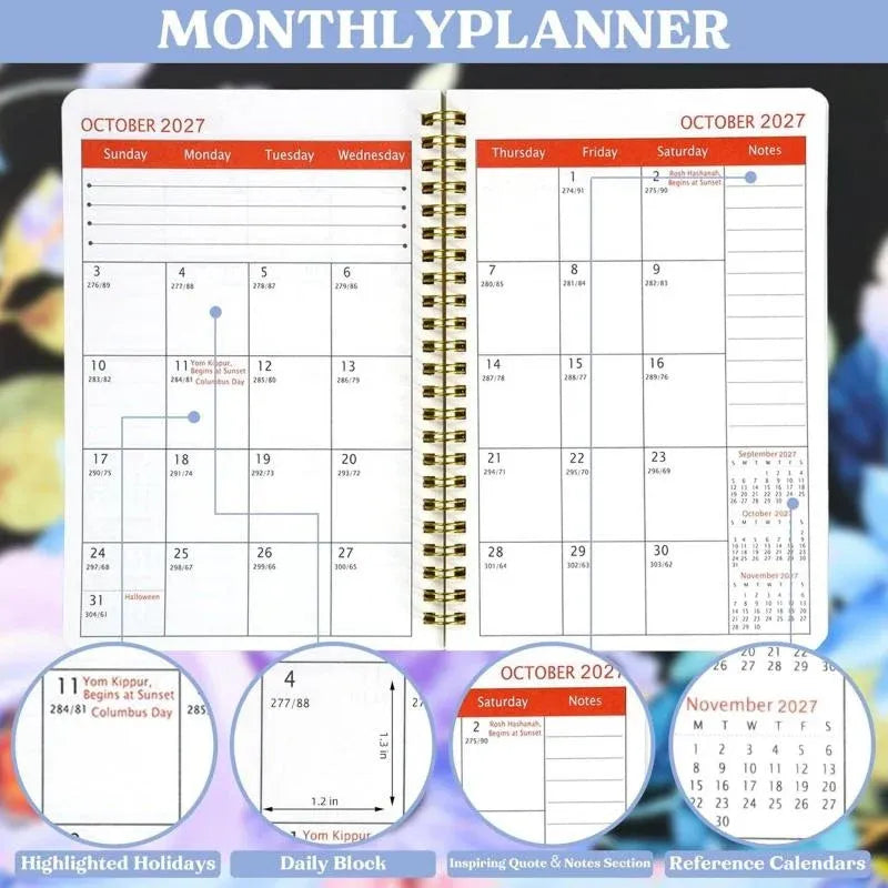 Monthly planner large calendar blocks