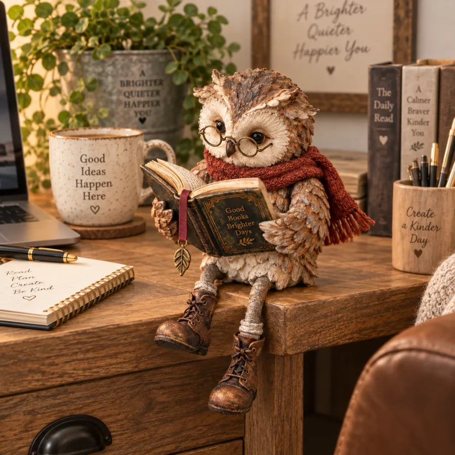 Reading Owl Figurine