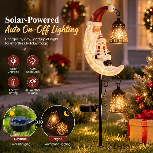 🎅🌙 Christmas Moon Solar Garden Stake Light