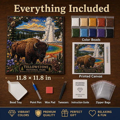 🏔️🌲 Premium 3D Pearl National Parks Wall Art Kit | Luxury Flocked Canvas with Scratch-Resistant Non-Fading Pearl Beads DIY Nature Decor ✨