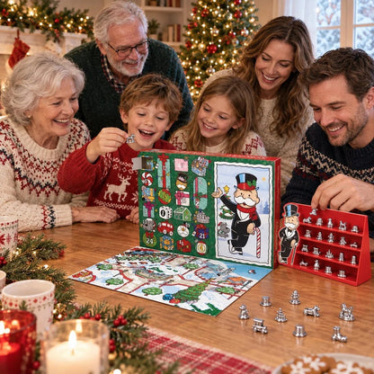 🎲 Monopoly Token Advent Calendar | 24 Collectible Game Tokens with Display Stand for Christmas Countdown Fun 🎄