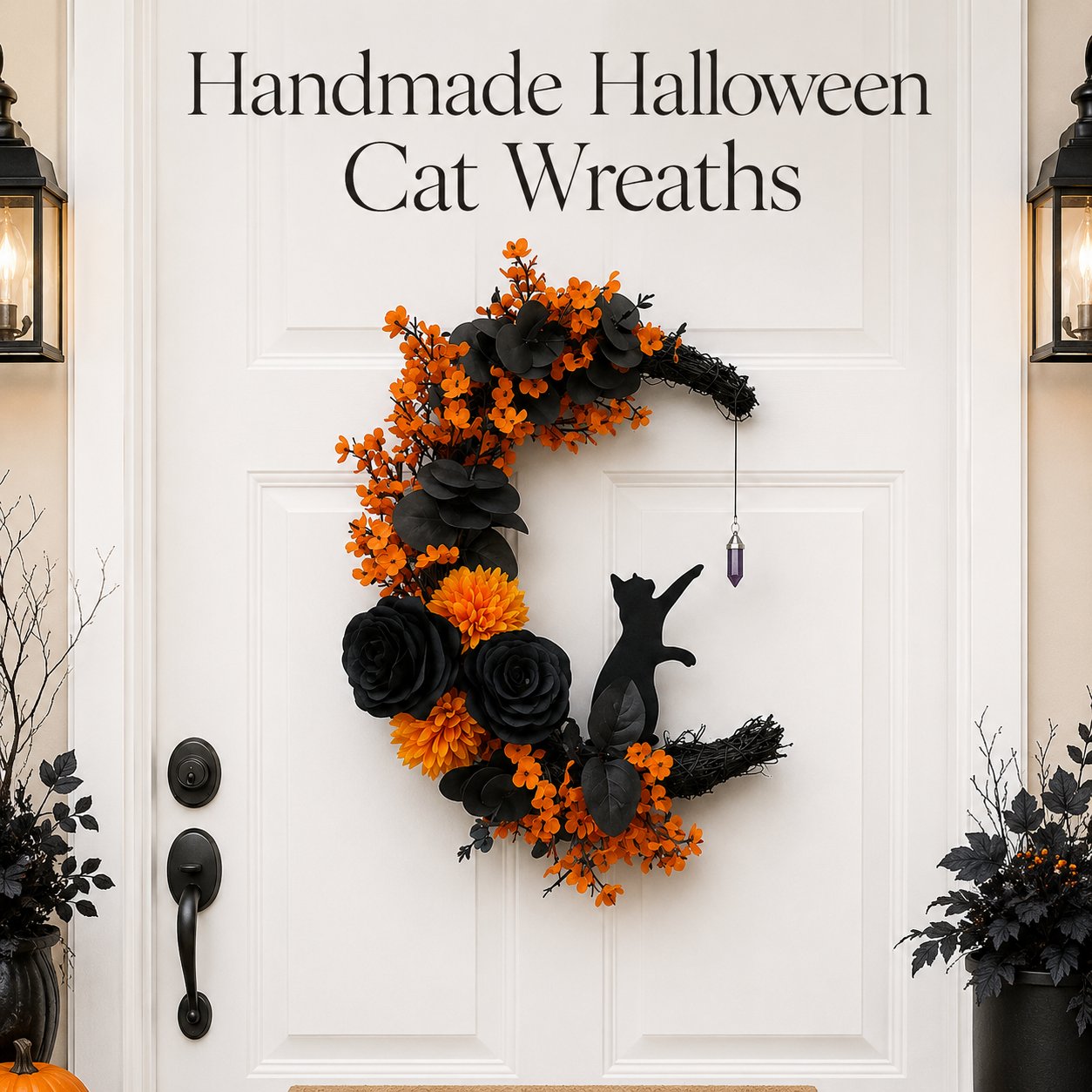 🐈‍⬛🌙Handmade Halloween Cat Wreath