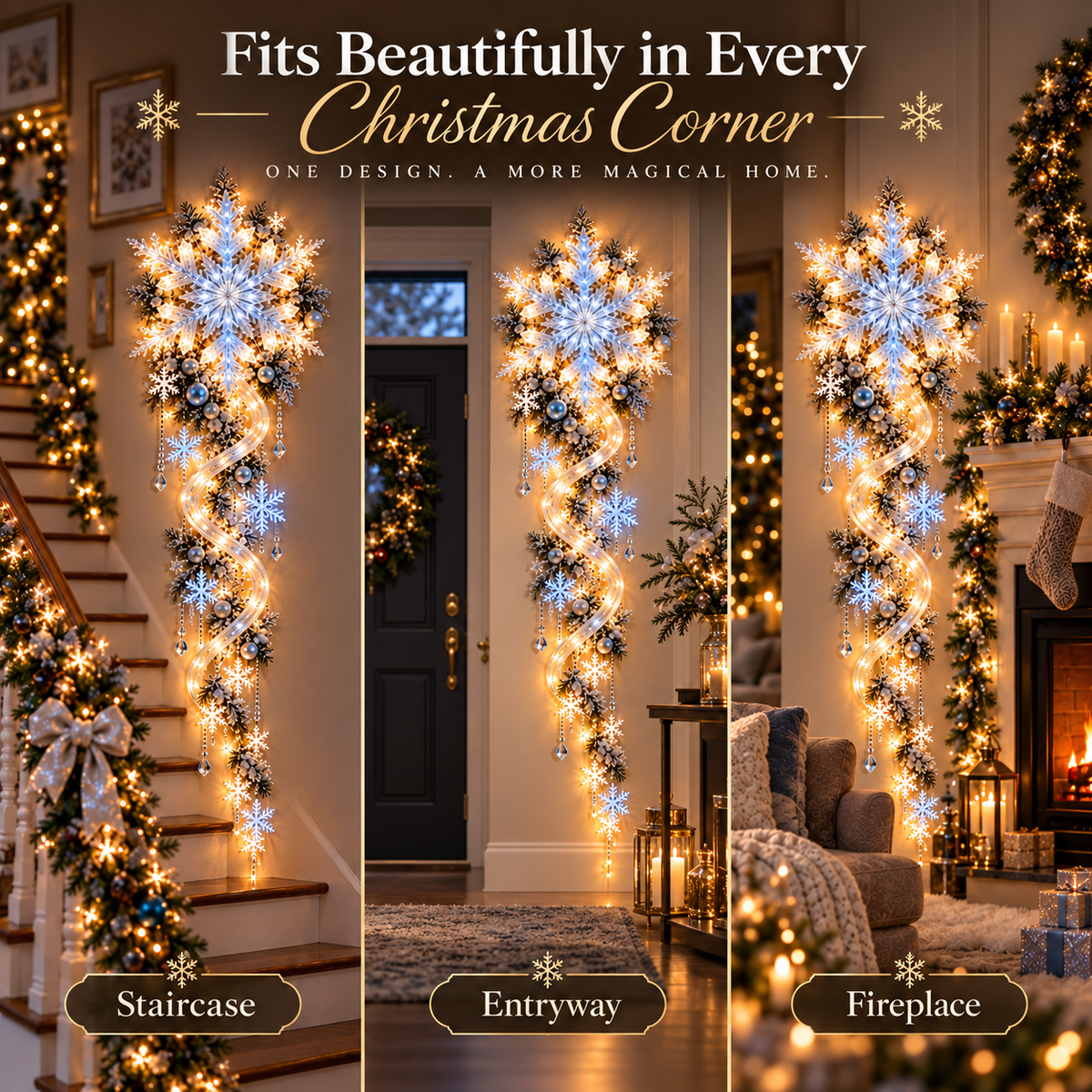 ❄️Giant Snowflake Blizzard Trail™- ✨ Let the Snowstorm Glow Indoors
