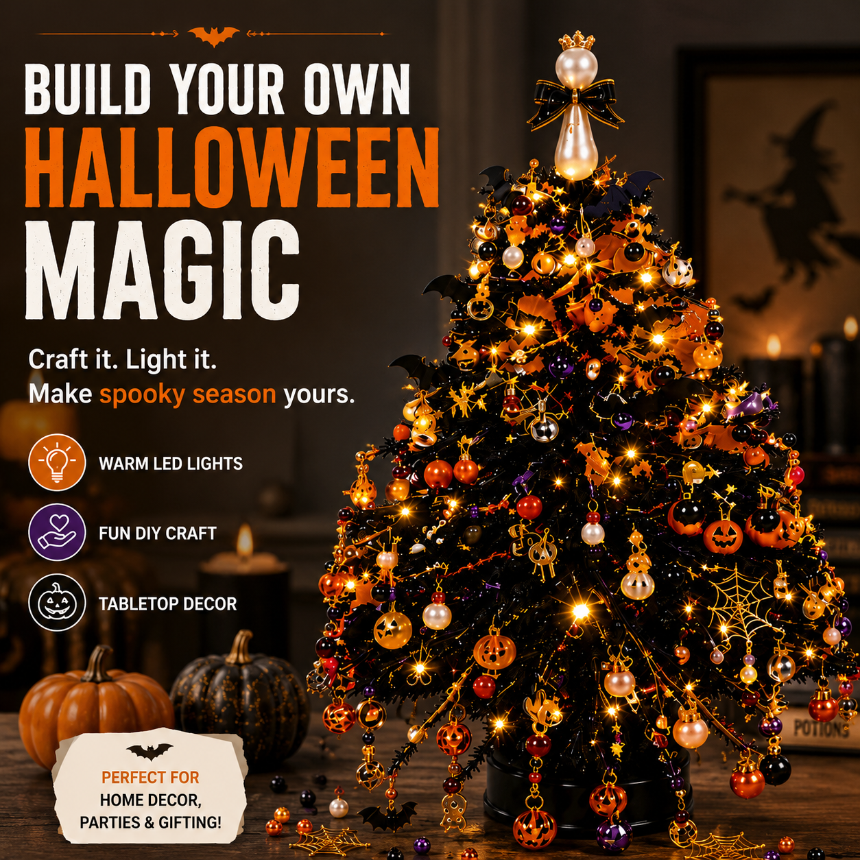 Hands assembling beaded Christmas tree kit