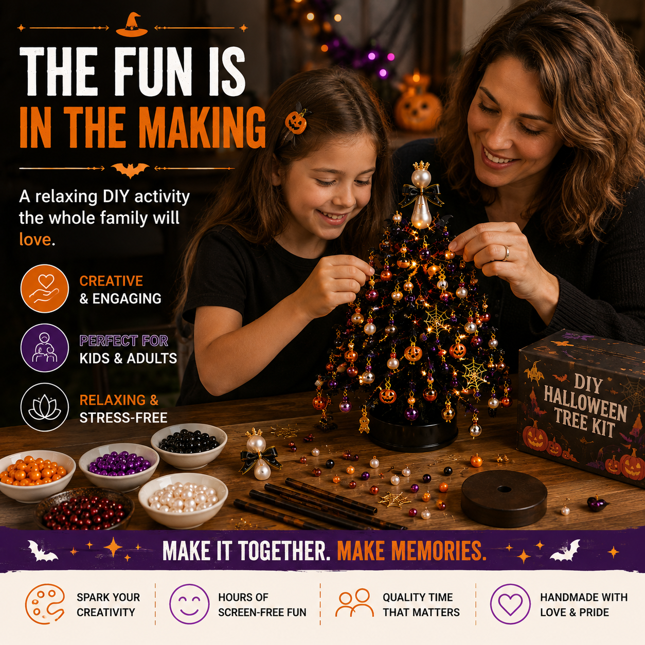 DIY beaded Christmas tree kit contents