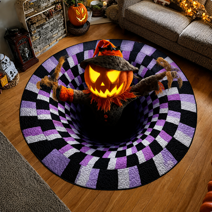 🎄👻 ✨ 60,000+ Sold — 3D Skeleton Vortex Quilted Round Halloween Rug