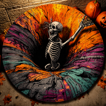 🎄👻 ✨ 60,000+ Sold — 3D Skeleton Vortex Quilted Round Halloween Rug