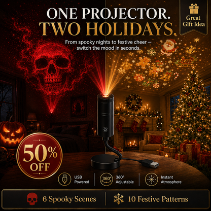 🎄👻 ✨ 60,000+ Sold — Plug & Play HD Holiday Projector for Christmas & Halloween Decor