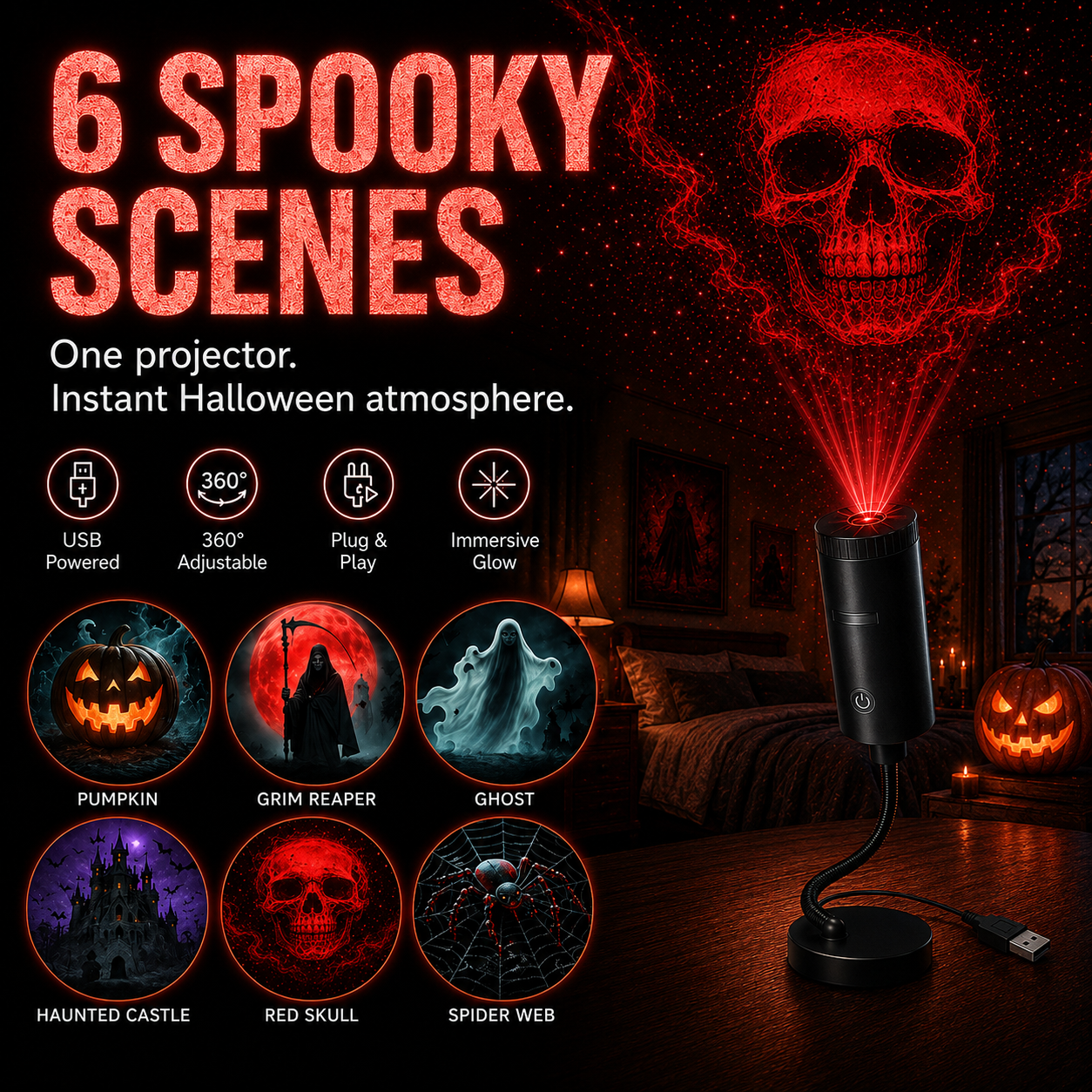 🎄👻 ✨ 60,000+ Sold — Plug & Play HD Holiday Projector for Christmas & Halloween Decor
