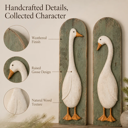 Handcrafted Rustic Goose Wall Art Set Of 2