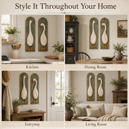 Handcrafted Rustic Goose Wall Art Set Of 2