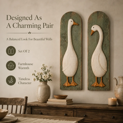 Handcrafted Rustic Goose Wall Art Set Of 2