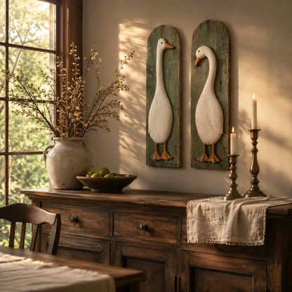Handcrafted Rustic Goose Wall Art Set Of 2
