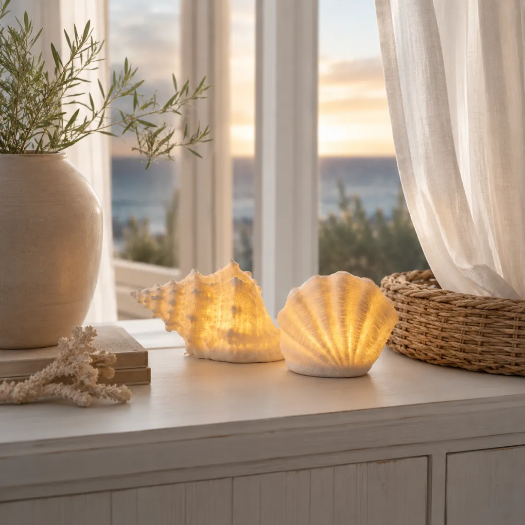 Coastal Afterglow Shell & Conch Light Set