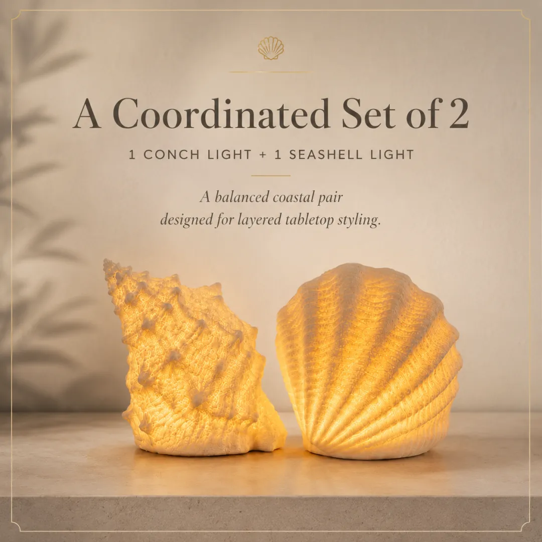 Coastal Afterglow Shell & Conch Light Set