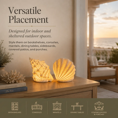 Coastal Afterglow Shell & Conch Light Set