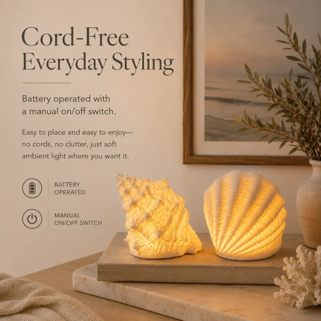Cord-free battery operated shell lights