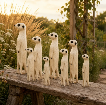 Hand-Carved Wooden Meerkat Sculpture